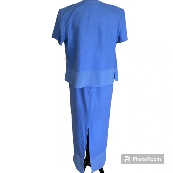 Vintage Y2K Embroidered Maxi Dress with Short Sleeve Mandarin Collar Jacket 8 - Picture 6 of 16